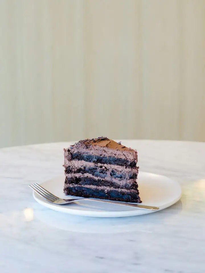 Fatia de bolo de chocolate